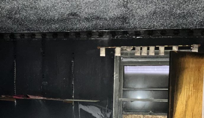 Soot damaged room